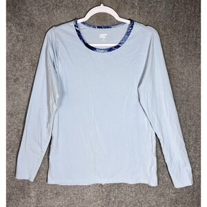 Lands End Pajama Top Womens Size MT‎ Blue Long Sleeve Stretch Pullover Shirt